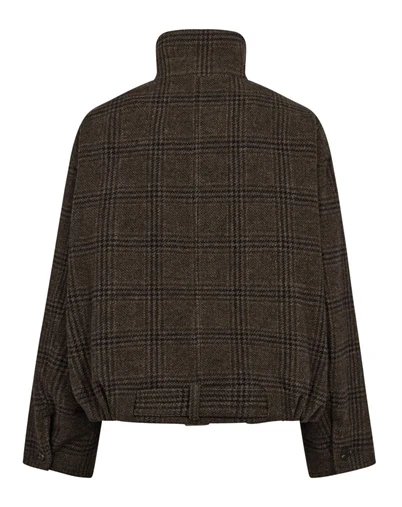 Co´Couture - OlvaCC Check Balloon Jakke - Dark Brown